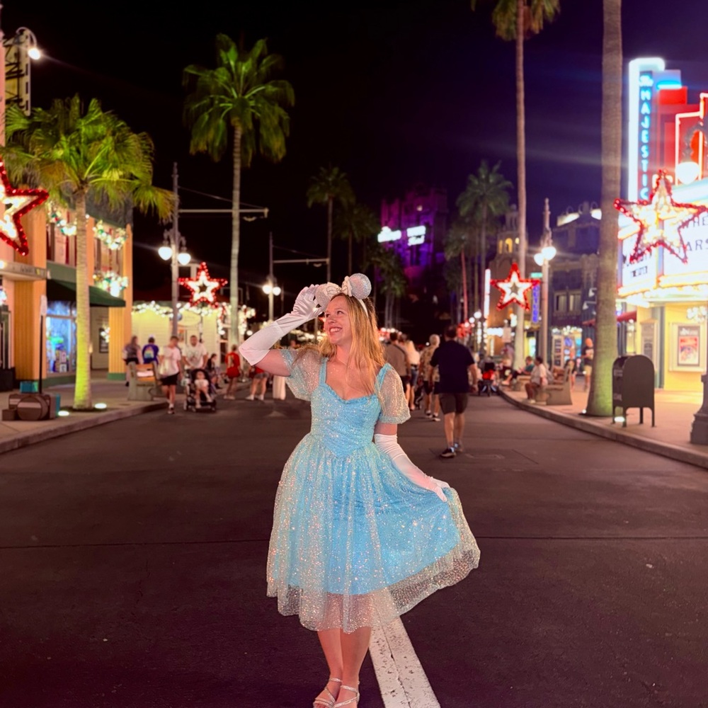 Unique Vintage Glittering Blue Dress x Disney Princess